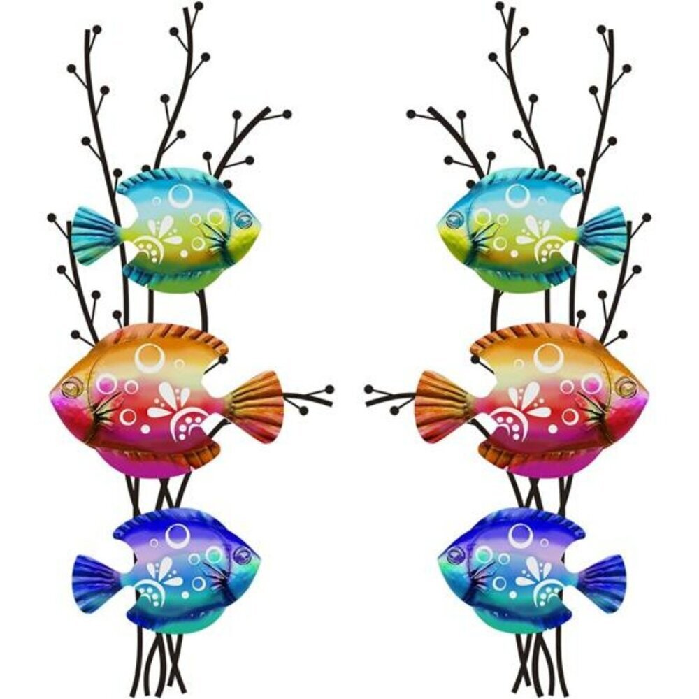 Metal Coastal Fish Wall Art Set Ocean Beach Nautical Decor Indoor Outdoor 2pcs